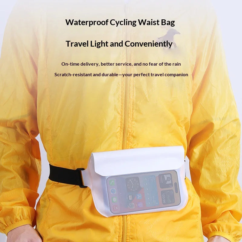 IPX8 Waterproof Phone Pouch 30m Diving Swimming TPU Waist Bag for 7.2 inch Cellphone - Black - 7