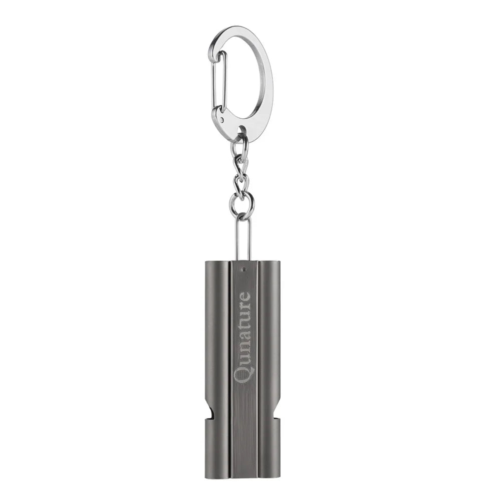 QUNATURE 60019101 Dual Tube Titanium Alloy Whistle 120dB for Outdoor Survival Camping Hiking Bird Training - Titanium Gray - 1