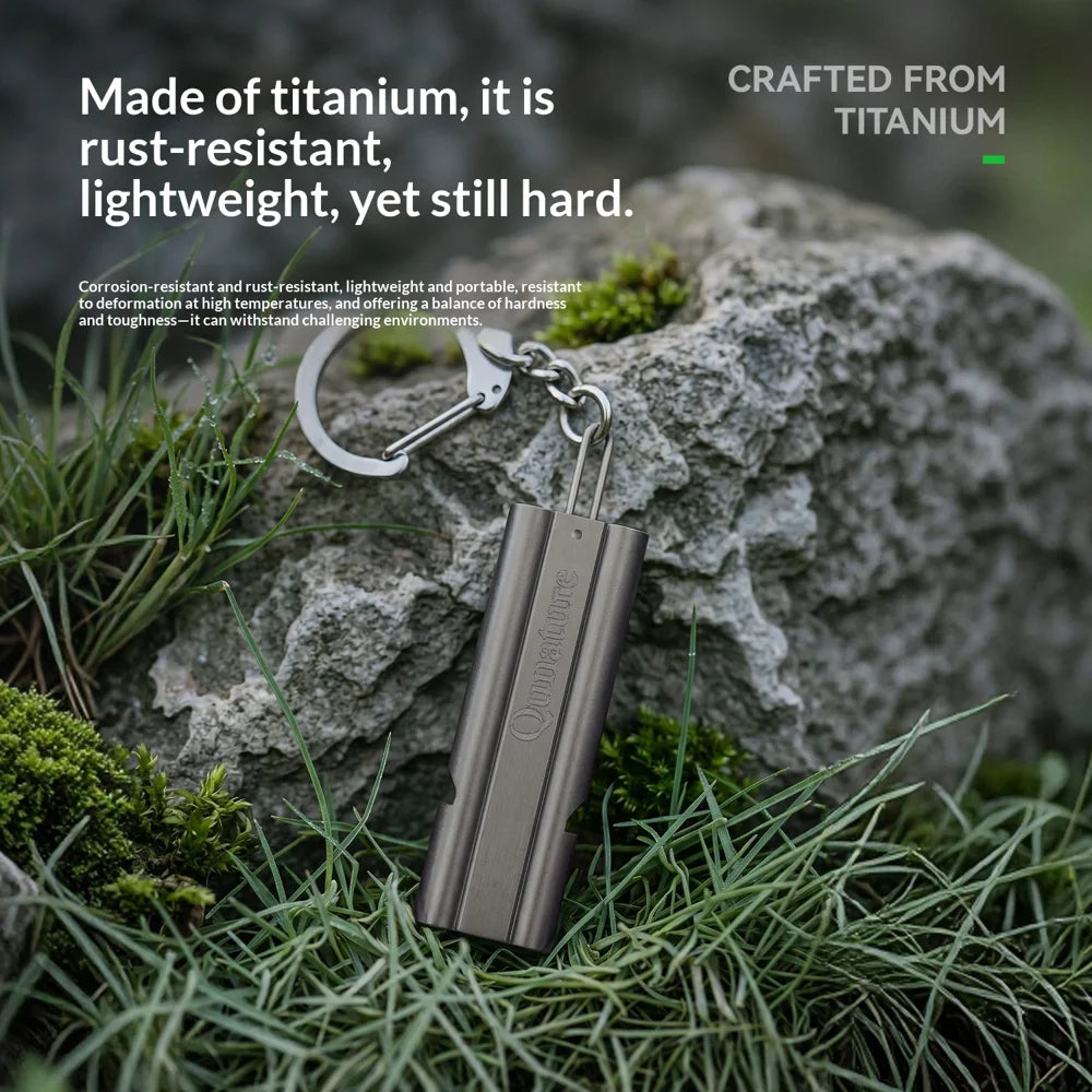 QUNATURE 60019101 Dual Tube Titanium Alloy Whistle 120dB for Outdoor Survival Camping Hiking Bird Training - Titanium Gray - 3