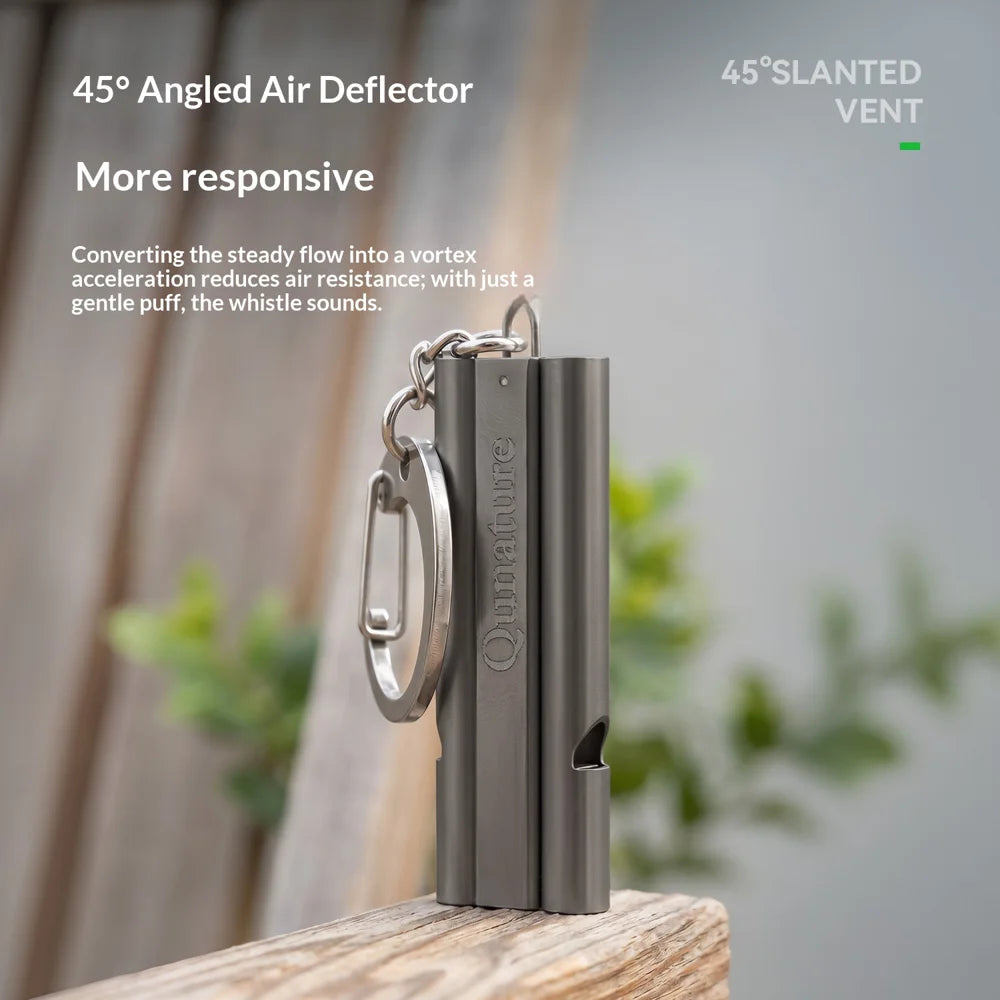 QUNATURE 60019101 Dual Tube Titanium Alloy Whistle 120dB for Outdoor Survival Camping Hiking Bird Training - Titanium Gray - 5