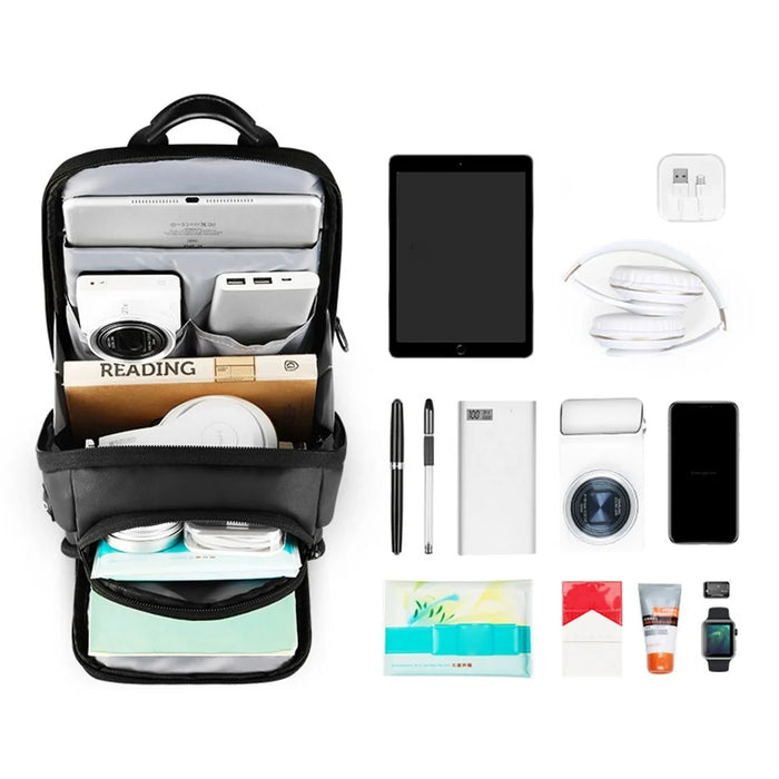 MARK RYDEN MR-7618 Stylish Multi-pockets Water-resistant Oxford Cloth Crossbody Bag Men Chest Bag with Charging Interface - 4
