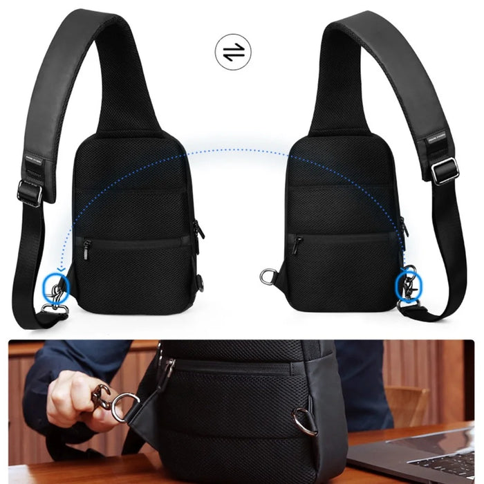 MARK RYDEN MR-7618 Stylish Multi-pockets Water-resistant Oxford Cloth Crossbody Bag Men Chest Bag with Charging Interface - 6