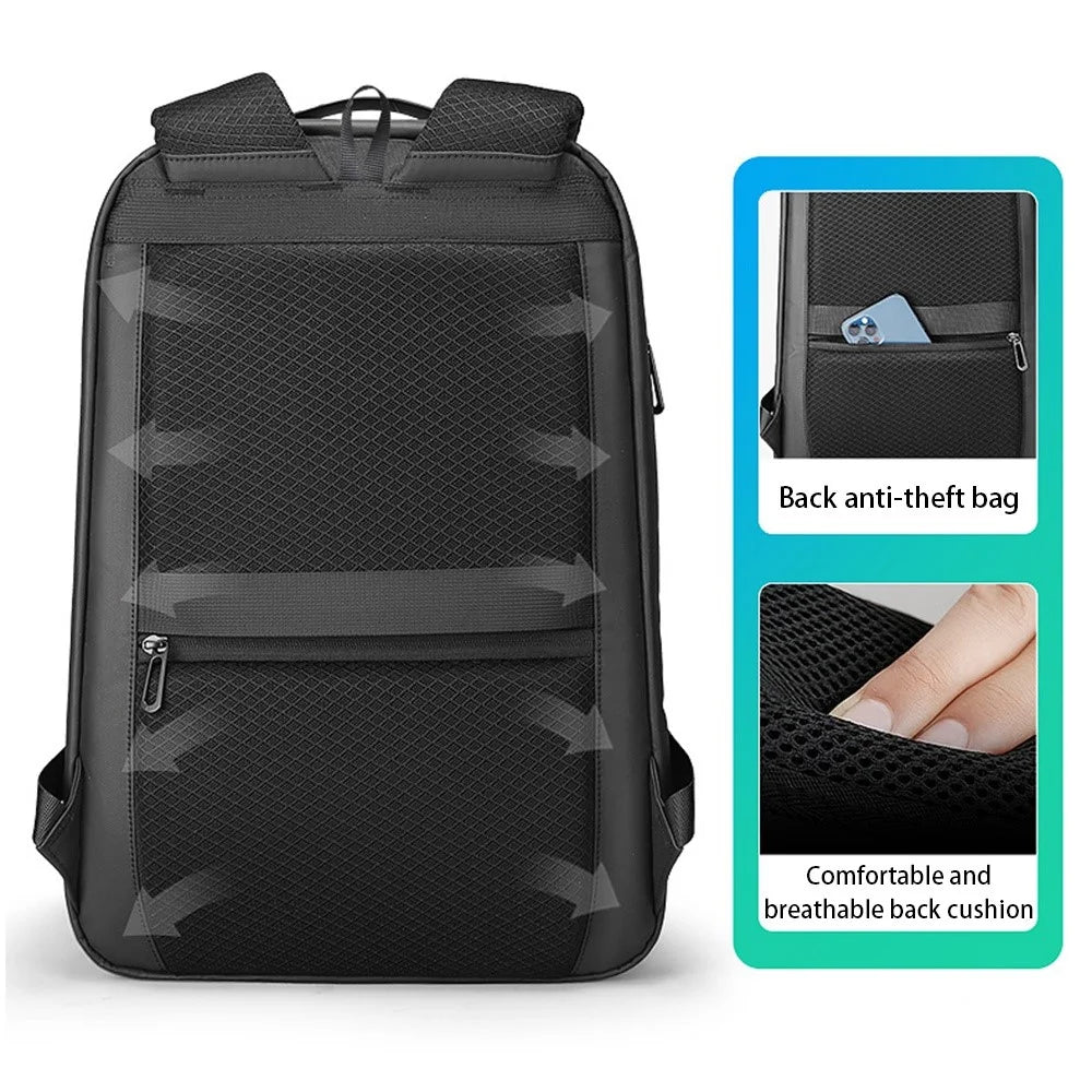 MARK RYDEN MR9008 15.6'' Laptop Backpack Shoulders Bag Travel Rucksack Business Backpack with 2 Charging Ports Outside - Black - 3