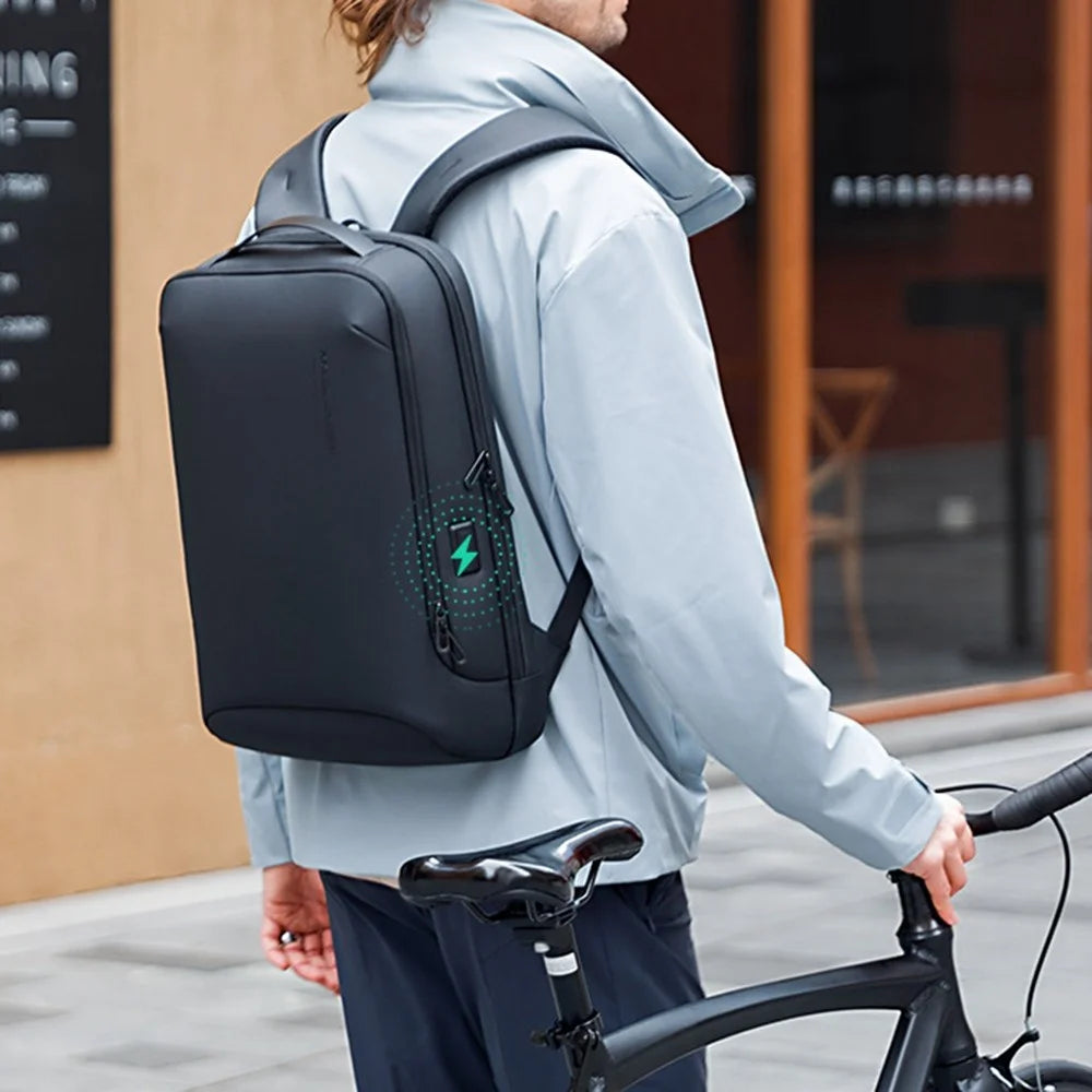 MARK RYDEN MR9008 15.6'' Laptop Backpack Shoulders Bag Travel Rucksack Business Backpack with 2 Charging Ports Outside - Black - 7