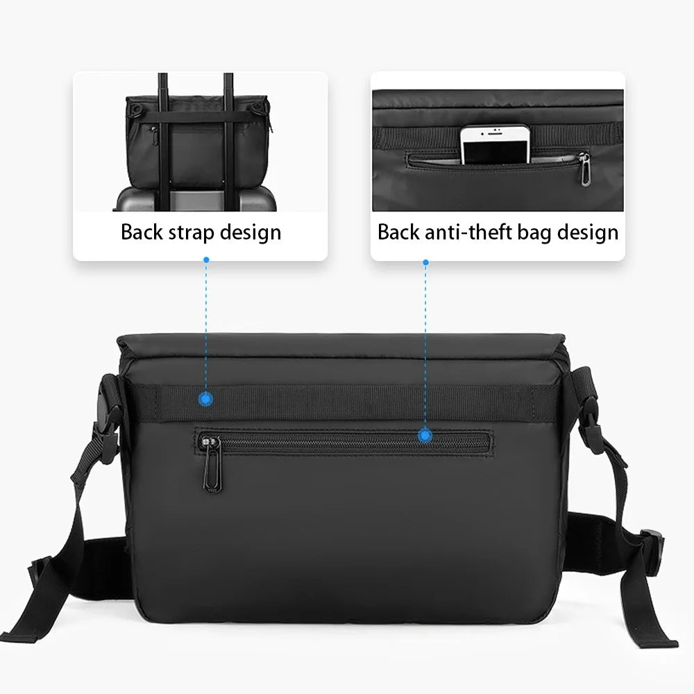 MARK RYDEN MR8109 Men's Messenger Bag Waterproof Crossbody Bag Business Storage Bag Travel Accessories - Elegant Black - 2