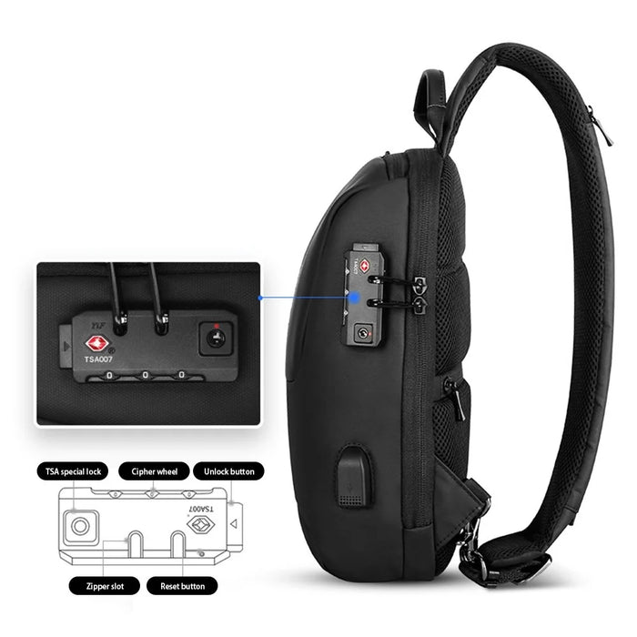 MARK RYDEN MR7039 TSA Password Lock Anti-Theft Men Chest Bag Single Shoulder Bag with Charging Interface - 6