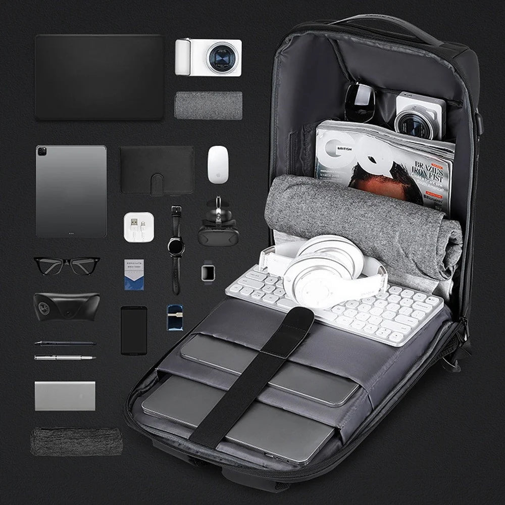 MARK RYDEN MR-9116 Password Lock Anti-Theft Men Business Travel Backpack Laptop Daypack with Charging Interface - Black - 3