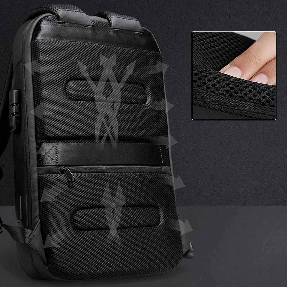 MARK RYDEN MR-9116 Password Lock Anti-Theft Men Business Travel Backpack Laptop Daypack with Charging Interface - Black - 5
