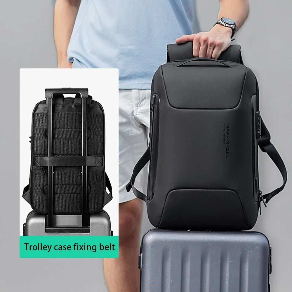 MARK RYDEN MR-9116 Password Lock Anti-Theft Men Business Travel Backpack Laptop Daypack with Charging Interface - Black - 6