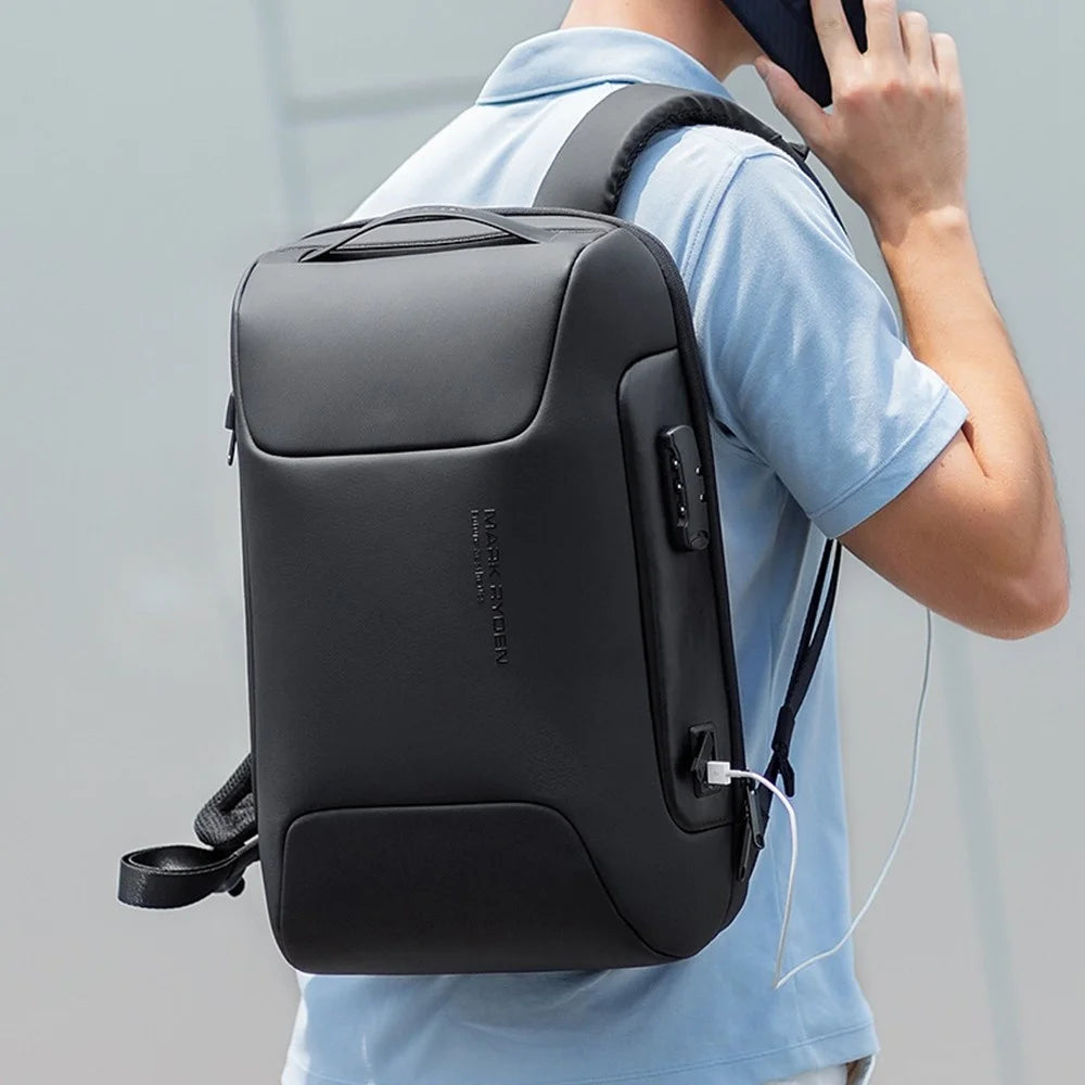 MARK RYDEN MR-9116 Password Lock Anti-Theft Men Business Travel Backpack Laptop Daypack with Charging Interface - Black - 7