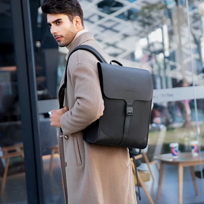 MARK RYDEN MR1611 Stylish Men Waterproof Leather Backpack 15.6-inch Laptop Carrying Bag Casual Daypack - 4