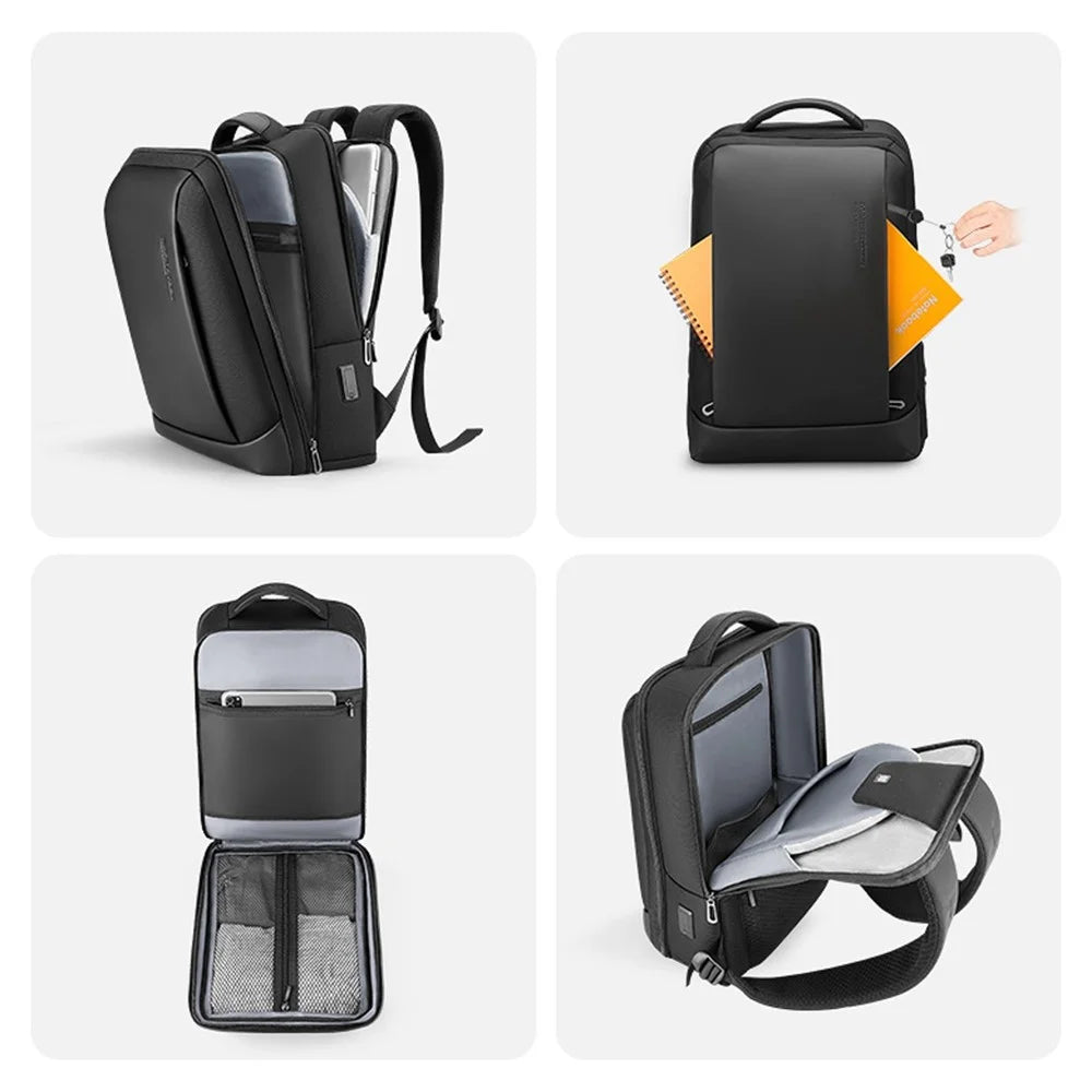 MARK RYDEN MR1927 Stylish Men Leather + Oxford Cloth Backpack Anti-splash Laptop Bag Casual Daypack - 5