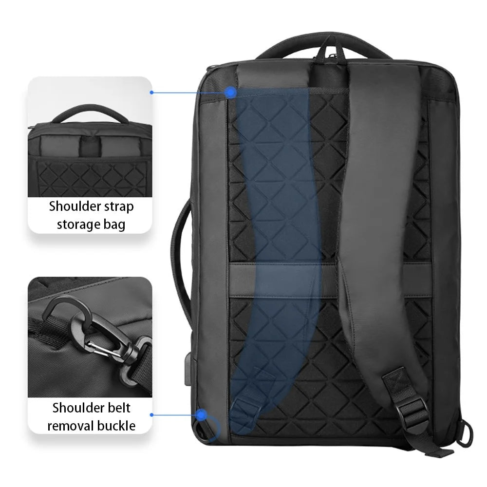 MARK RYDEN MR9533 Large Backpack Water Repellent Convertible Business Briefcase Messenger Bag Travel Rucksack with External USB Charging Port - 2