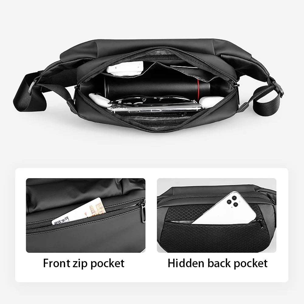 MARK RYDEN MR8331 Stylish Casual Men Oxford Cloth Chest Bag Single Shoulder Crossbody Bag - Black - 3