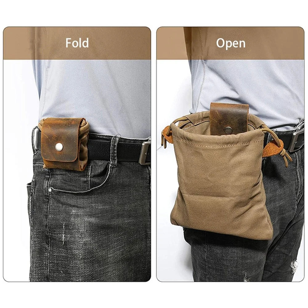 Garden Picking Fruit Bag Canvas Drawstring Foraging Bag Belt Bag Harvesting Bag - Brown - 3