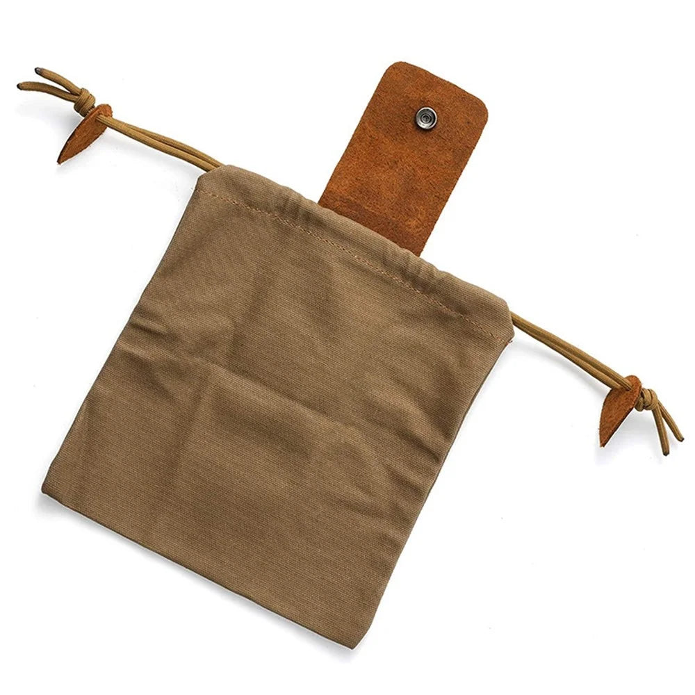 Garden Picking Fruit Bag Canvas Drawstring Foraging Bag Belt Bag Harvesting Bag - Brown - 5