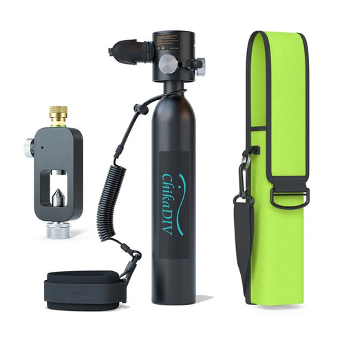 CHIKADIV C300-A7 0.5L Portable Scuba Tank Diving Gear Diving Tank Diving Cylinder with Storage Bag / Strap Diving Equipment Kit for Diver - Black - 1