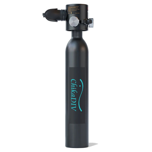 CHIKADIV C300-A1 Mini Scuba Tank Diving Gear for Diver 0.5L Diving Tank Diving Cylinder with 5-10 Minutes Backup Diving Equipment Kit for Underwater - Black - 1