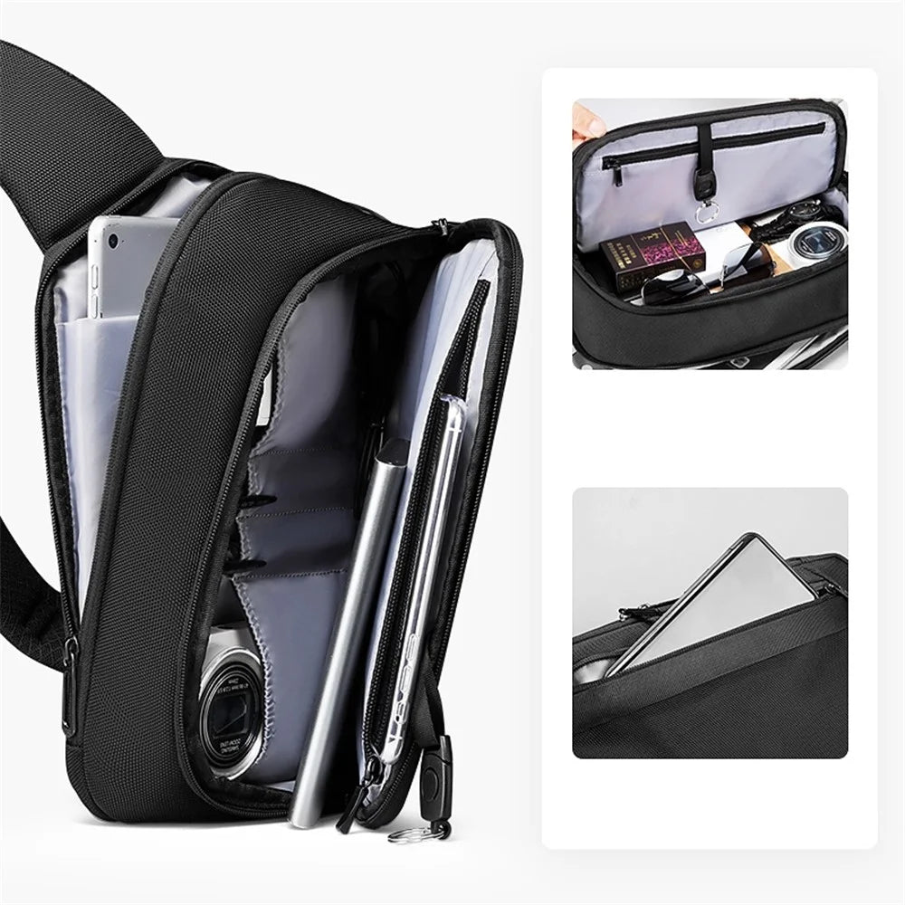 MARK RYDEN MR8893 Stylish Men Single Shoulder Chest Bag Casual Oxford Cloth Water-resistant Crossbody Bag - 2