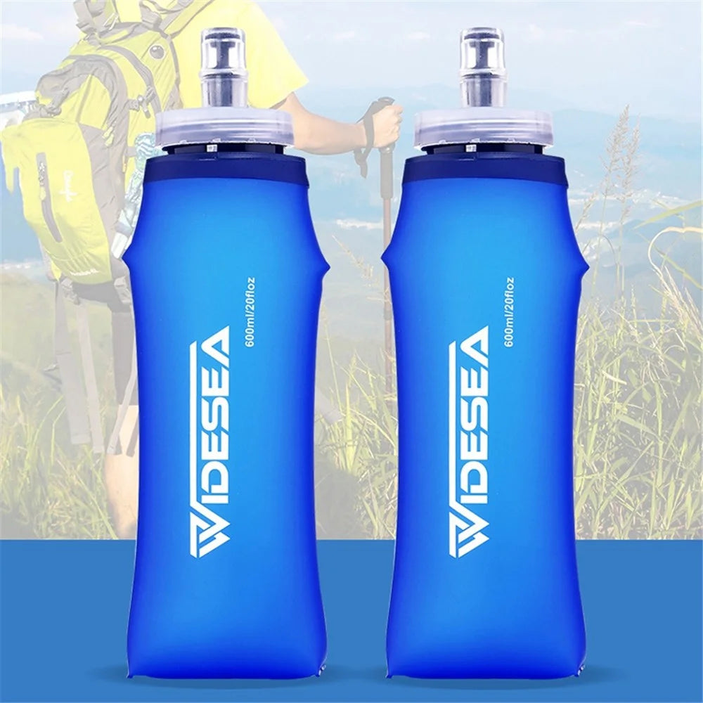WIDESEA WSPC-B600ML Outdoor Sports Soft Water Bottle 600ML Folding Water Bottle for Hiking Running (No FDA, BPA-Free) - 3