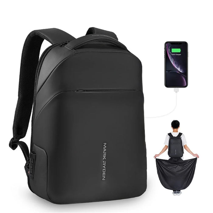 MARK RYDEN MR-9068 Password Lock Shoulder Bag with Poncho and External Charging Port Men Anti-theft Backpack - 5