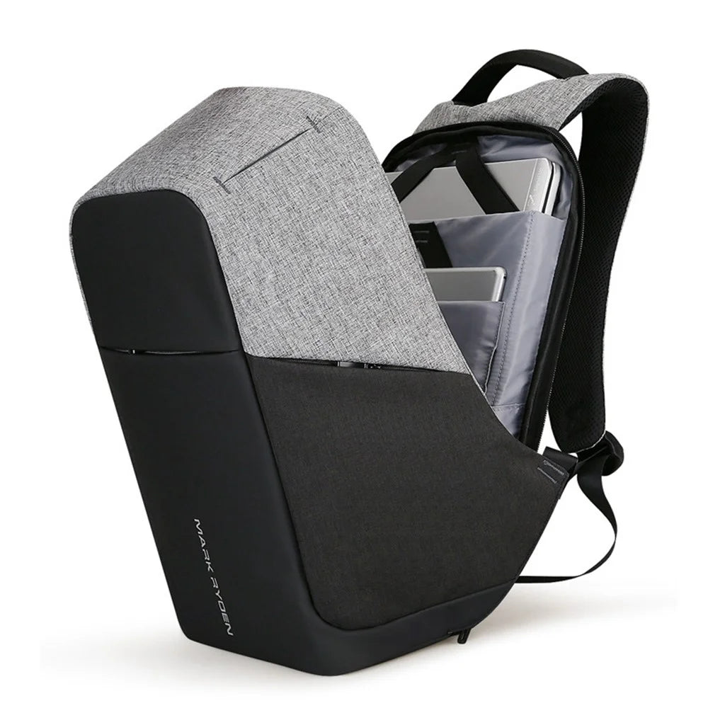 MARK RYDEN MR5815 15.6inch Laptop Backpack with External USB Port Business Men Multifunction Shoulder Bag - Black / Grey - 3