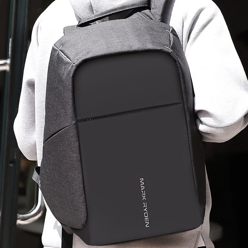 MARK RYDEN MR5815 15.6inch Laptop Backpack with External USB Port Business Men Multifunction Shoulder Bag - Black / Grey - 4