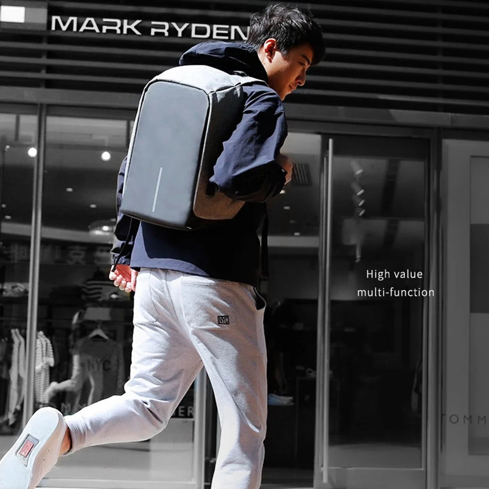 MARK RYDEN MR5815 15.6inch Laptop Backpack with External USB Port Business Men Multifunction Shoulder Bag - Black / Grey - 5