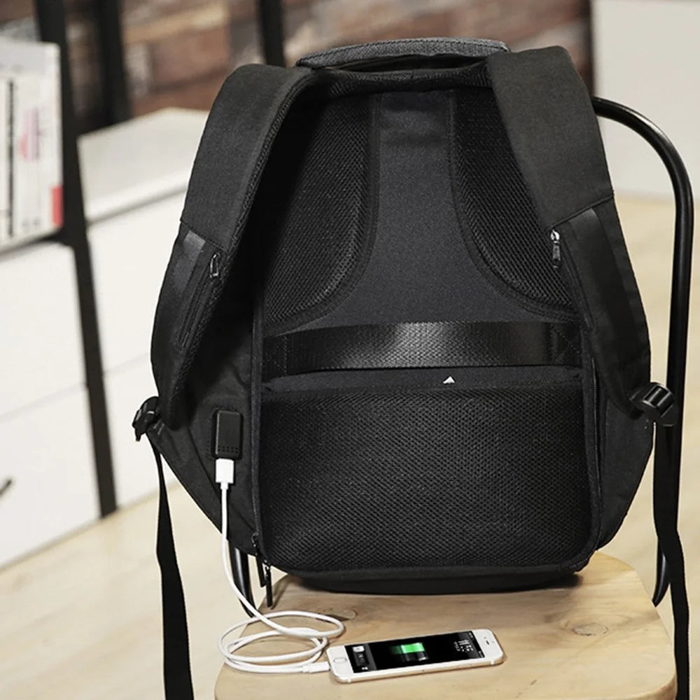 MARK RYDEN MR5815 15.6inch Laptop Backpack with External USB Port Business Men Multifunction Shoulder Bag - Black / Grey - 7