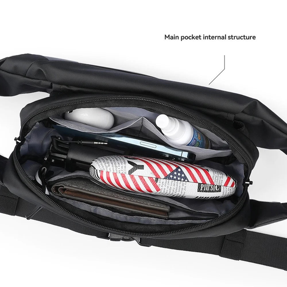 MARK RYDEN MR-7786SJ Stylish Men Oxford Cloth Chest Bag Student Sport Casual Crossbody Bag - Black - 4