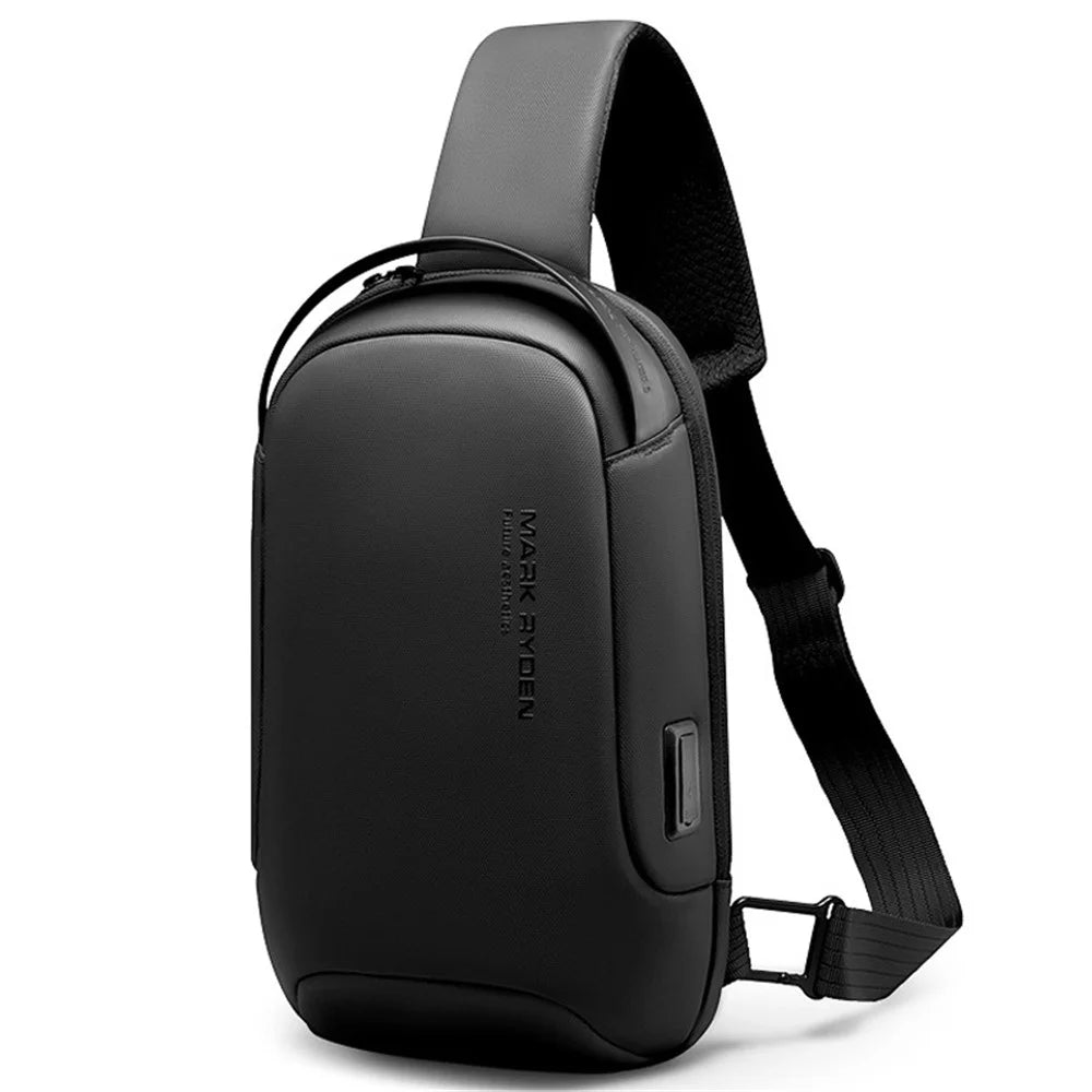 MARK RYDEN MR7510 Men Outdoor Crossbody Bag Splash-proof Chest Bag with Dual Charging Ports - Black - 1