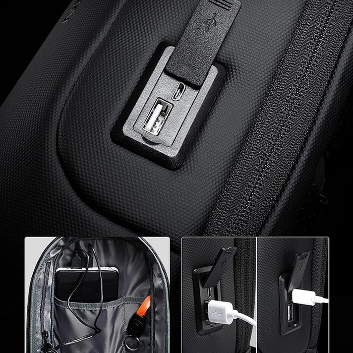 MARK RYDEN MR7510 Men Outdoor Crossbody Bag Splash-proof Chest Bag with Dual Charging Ports - Black - 4