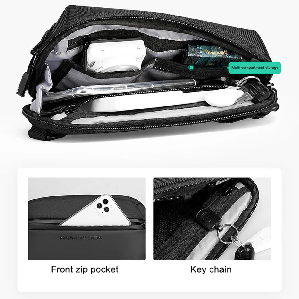 MARK RYDEN MR8712 Stylish Men Oxford Cloth Single Shoulder Chest Bag Lightweight Student Casual Crossbody Bag - 4