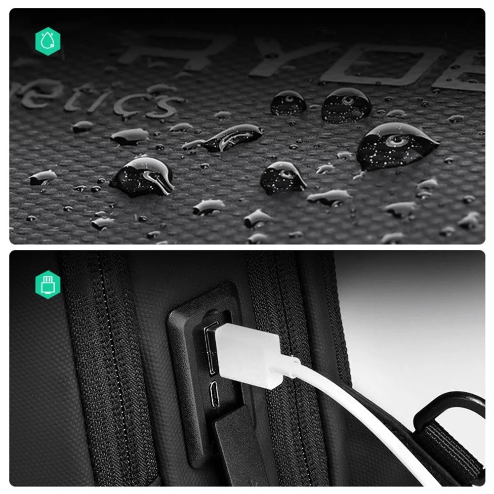 MARK RYDEN MR7918 Men Anti-splash Chest Bag 7.9inch Tablet Holder Crossbody Bag with Dual Charging Ports - 5