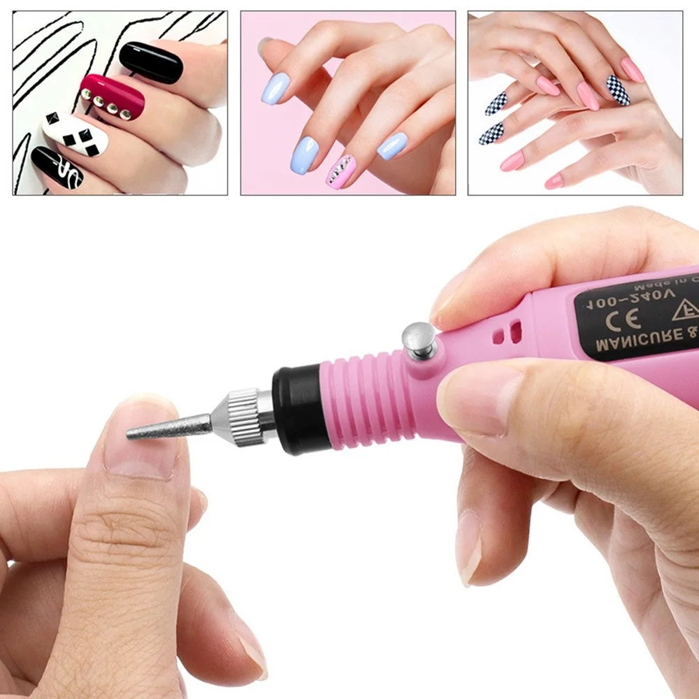 Electric Nail File Set USB Rechargeable Electric Nail File Hand Foot Care Tool Gift for Nail Grind Trim Polish - Green - 5