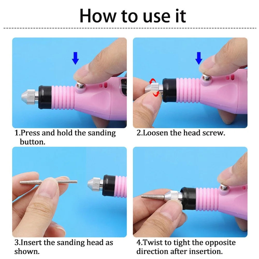 Electric Nail File Set USB Rechargeable Electric Nail File Hand Foot Care Tool Gift for Nail Grind Trim Polish - Green - 6