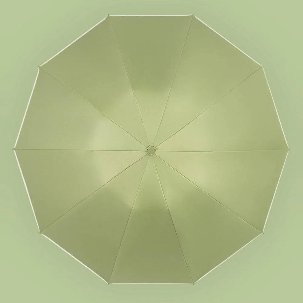 Reflective Automatic Umbrella Sun-proof Rainproof Dual-use Folding Reverse Type Umbrella Large UV Protection Umbrella - Matcha Green - 2