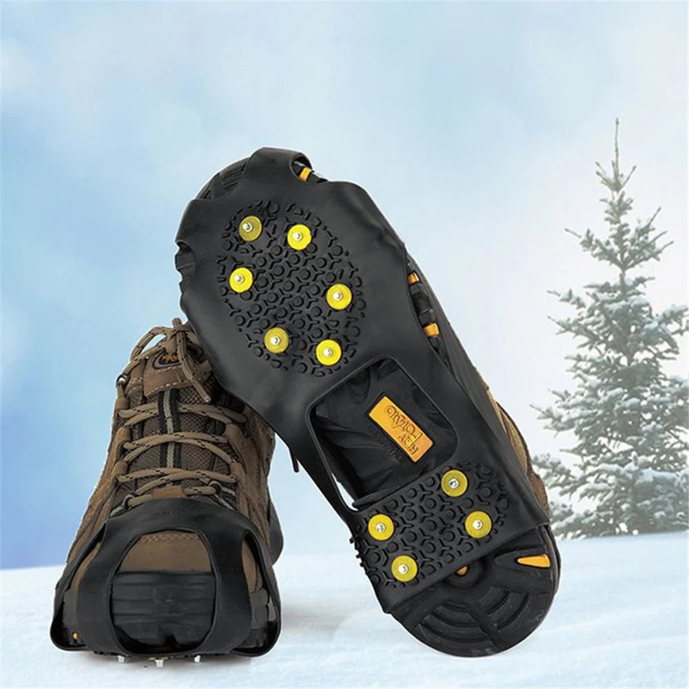 1 Pair Anti-slip 10 Stud Ice Gripper Spikes for Shoe Climbing Snow Crampons Cleats Claws Grips Boots Cover, Size S - 3