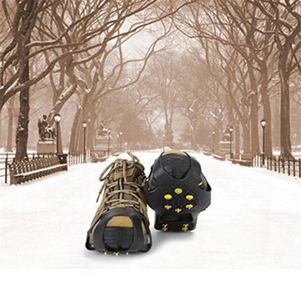 1 Pair L Size(40-42) Outdoor 10 Teeth Anti-slip Crampons Winter Snow Ice Walking Climbing Shoe Covers - 6
