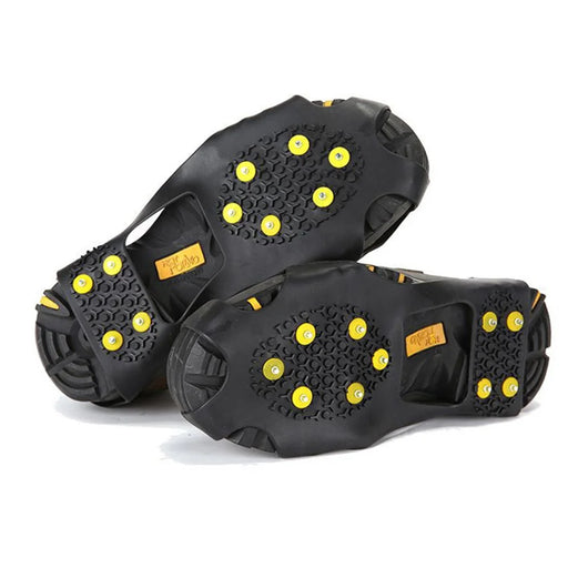 1 Pair 10 Stud Snow Ice Claw Climbing Anti Slip Spikes Grips Crampon Cleats Shoes Cover, Size M - 2