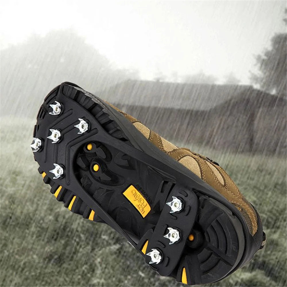 1 Pair 8 Steel Stud Ice Gripper Spikes for Shoe Anti-Slip Climbing Snow Crampons Cleats Claws Grips Boots Cover, Size M - 3
