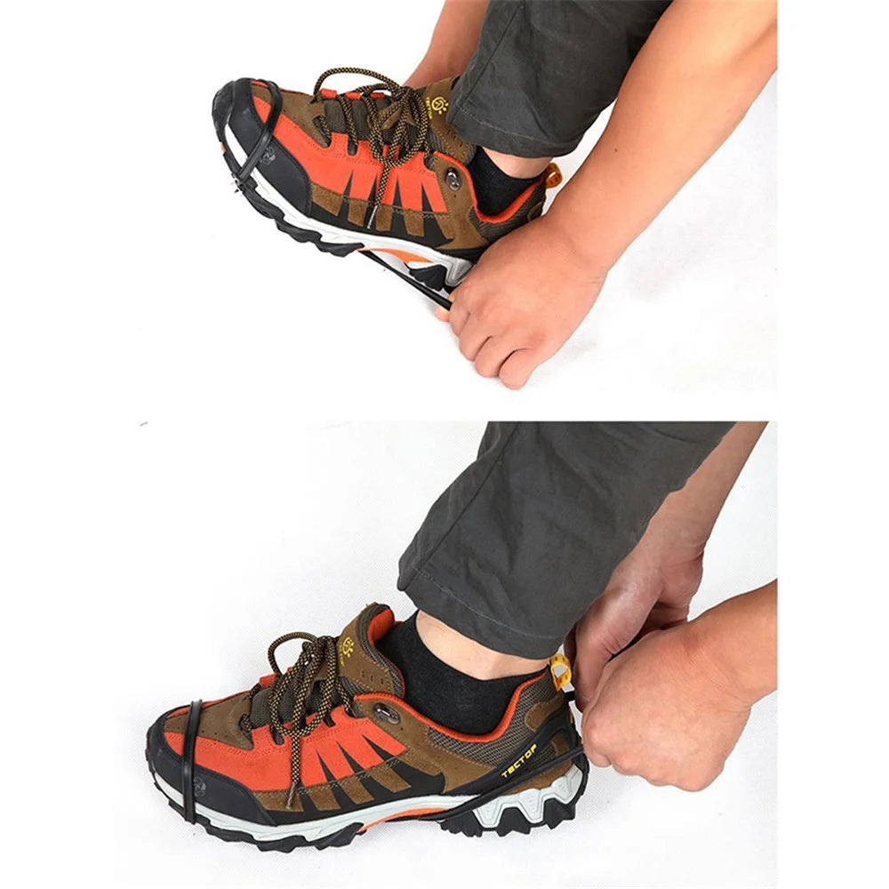 1 Pair 8 Steel Stud Ice Gripper Spikes for Shoe Anti-Slip Climbing Snow Crampons Cleats Claws Grips Boots Cover, Size M - 7
