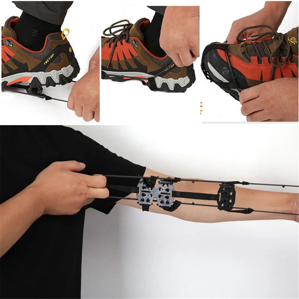 1 Pair 24 Teeth Anti-Slip Ice Grips Gripper Shoes Boot Hiking Ice Climbing Shoe Spikes Crampons Shoes Cover - Black / M - 7