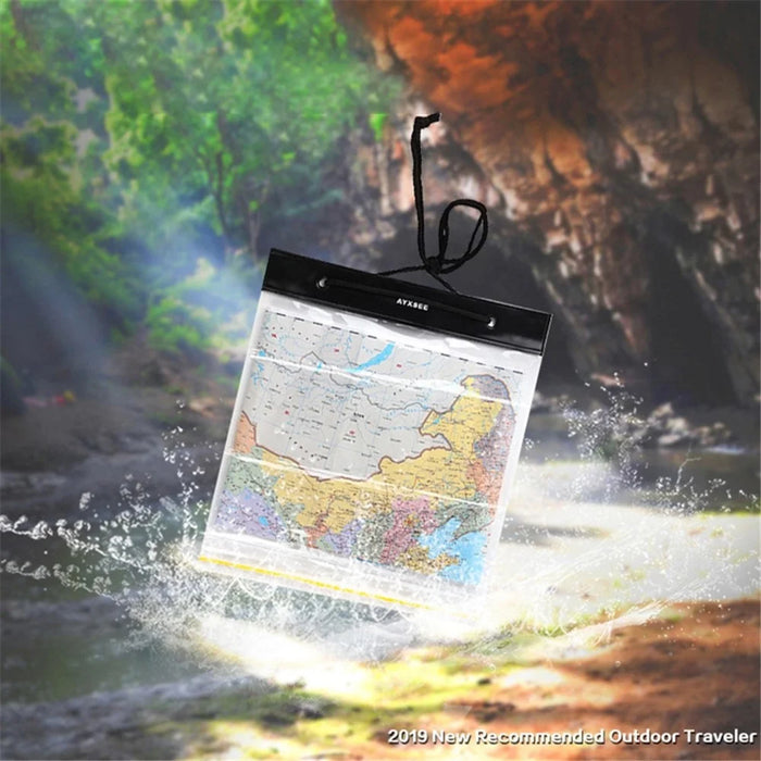 AYXSEE Outdoor Waterproof Camping Hiking Map Bag Transparent PVC Map Protection Seal Pouch - 2