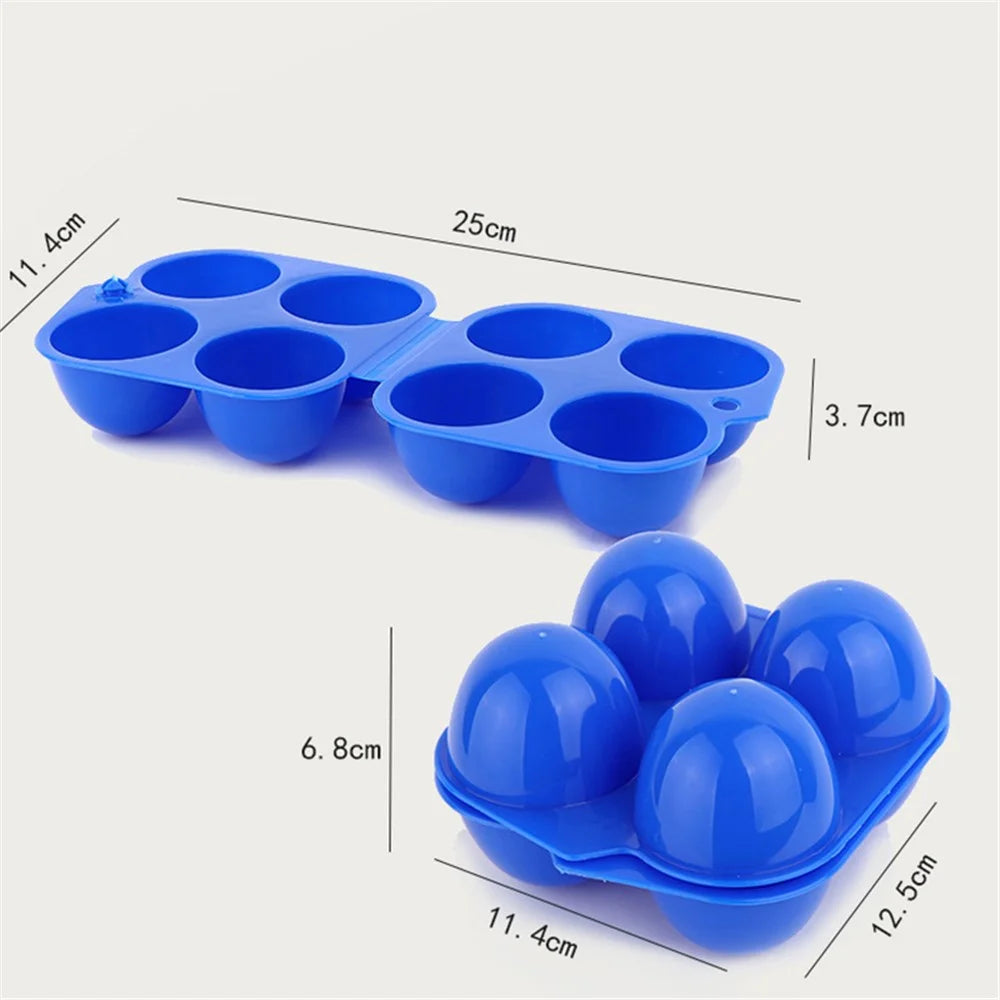 4 Grids Egg Storage Box Portable Egg Holder Container for Outdoor Camping Picnic Eggs Case Kitchen Organizer (BPA Free, No FDA Certificate) - Blue - 3