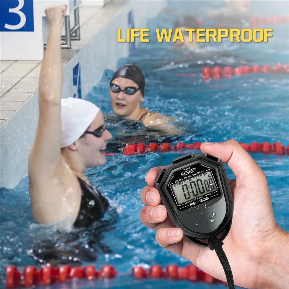 RESEE RS-808 Handheld Stopwatch LCD Screen Timer Swimming Running Sports Chronograph Counter with Lanyard - 2