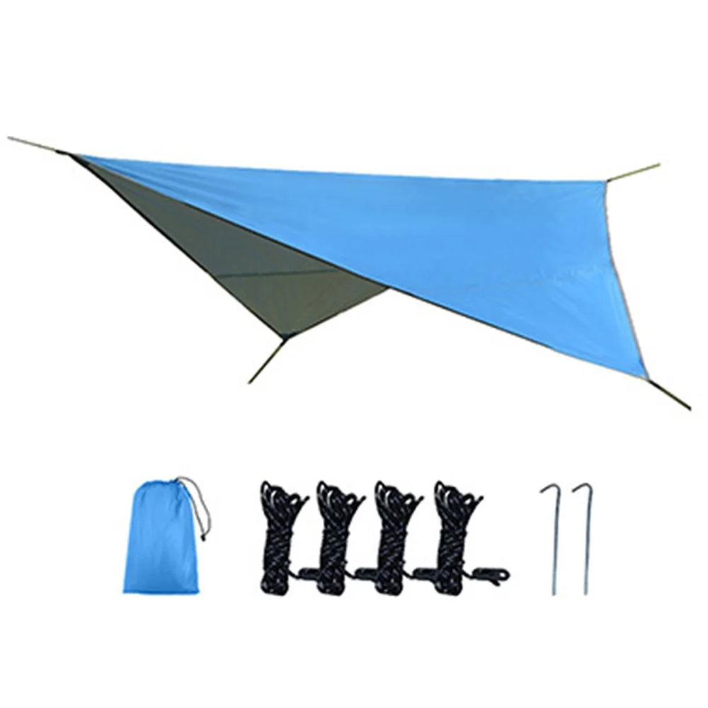 TM-075 Waterproof Tent Tarp Silver Coated Outdoor Camping Awning Tarp Rainfly Sun Shelter - Blue - 1