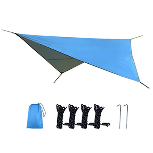 TM-075 Waterproof Tent Tarp Silver Coated Outdoor Camping Awning Tarp Rainfly Sun Shelter - Blue - 1