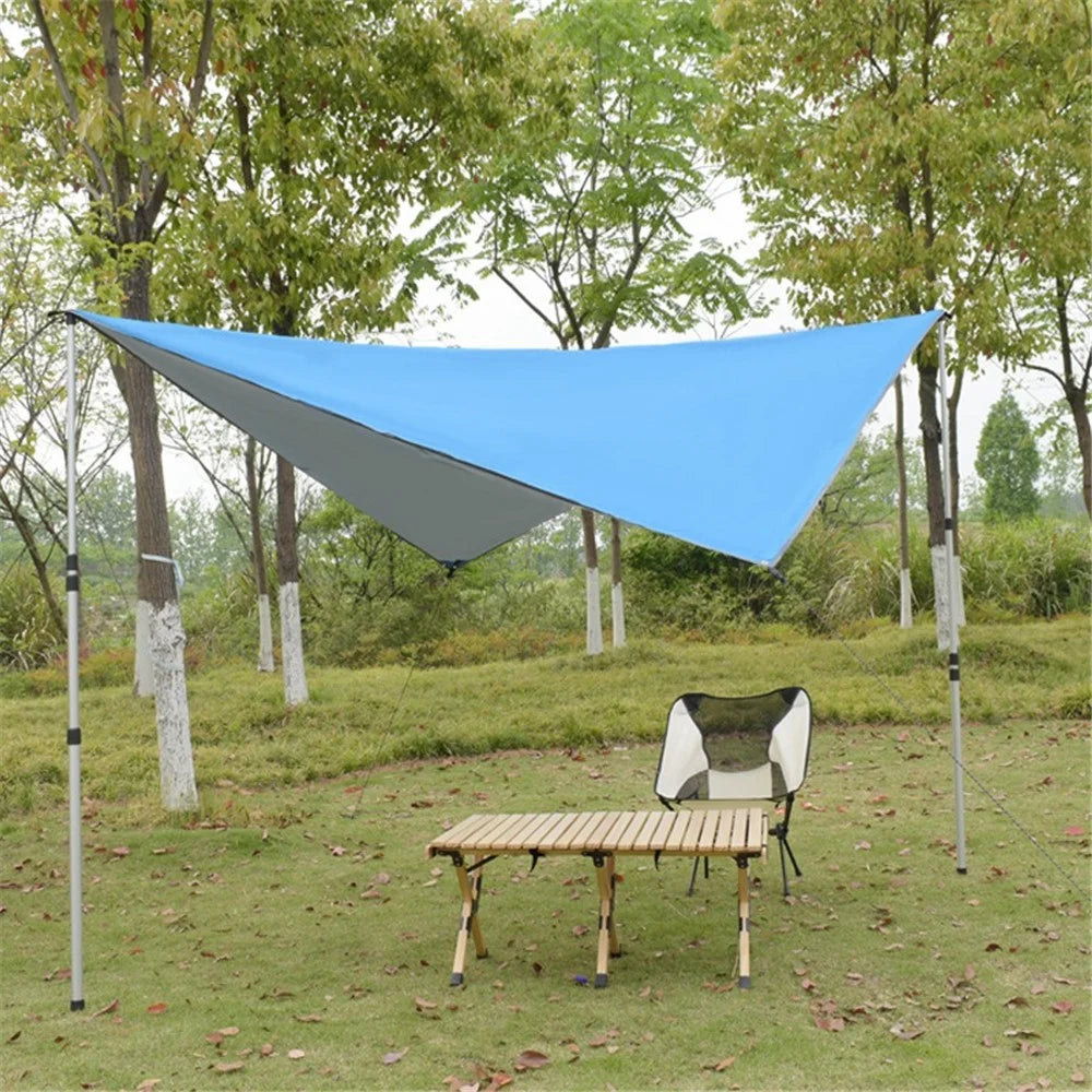 TM-075 Waterproof Tent Tarp Silver Coated Outdoor Camping Awning Tarp Rainfly Sun Shelter - Blue - 5