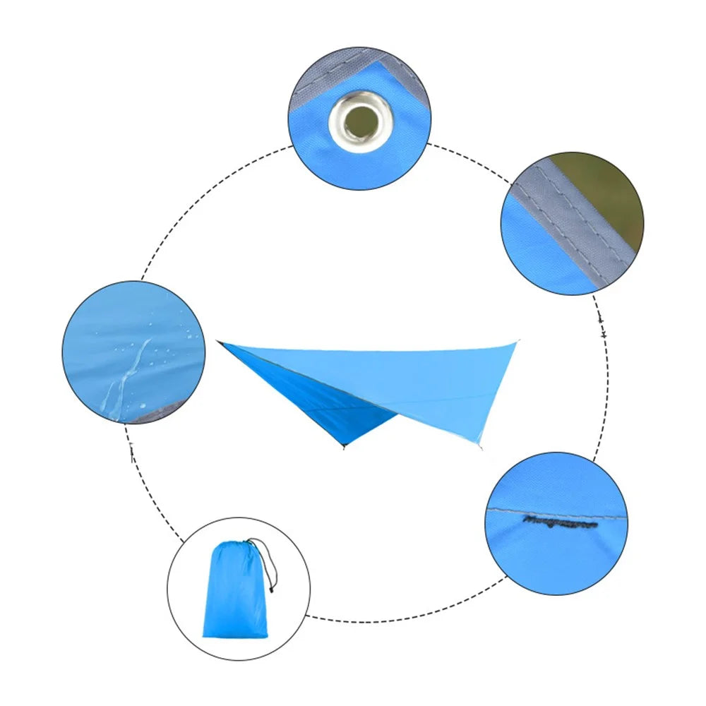 TM-075 Waterproof Tent Tarp Silver Coated Outdoor Camping Awning Tarp Rainfly Sun Shelter - Blue - 6